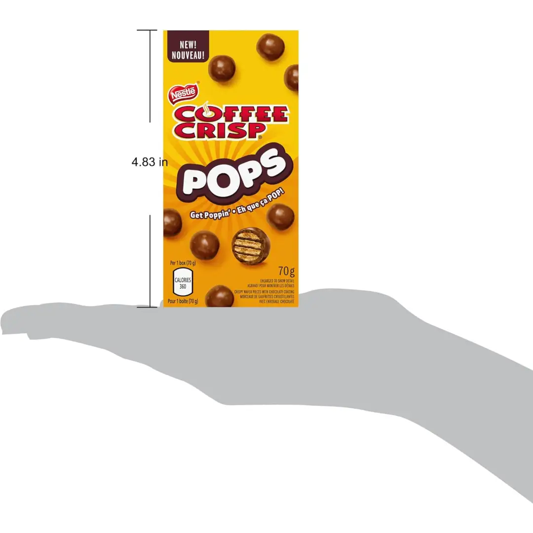 COFFEE CRISP POPS Chocolaty Snacks Carton 70g case 12ct COFFEE CRISP POPS Chocolaty Snacks Carton 70g case 12ct