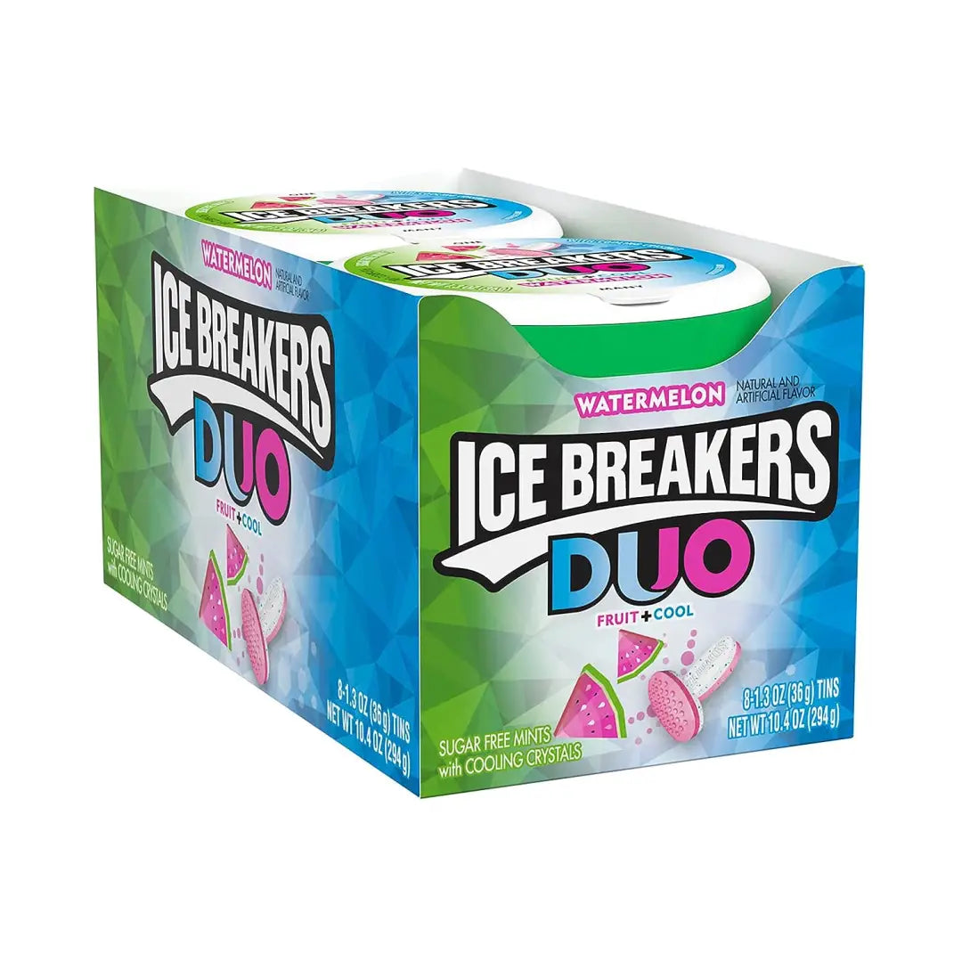 ICE BREAKERS Duo Fruit Plus Cool Watermelon Sugar Free ICE BREAKERS Duo Fruit Plus Cool Watermelon Sugar Free