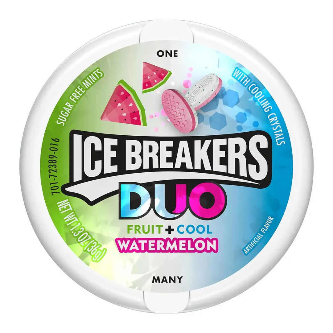 ICE BREAKERS Duo Fruit Plus Cool Watermelon Sugar Free ICE BREAKERS Duo Fruit Plus Cool Watermelon Sugar Free