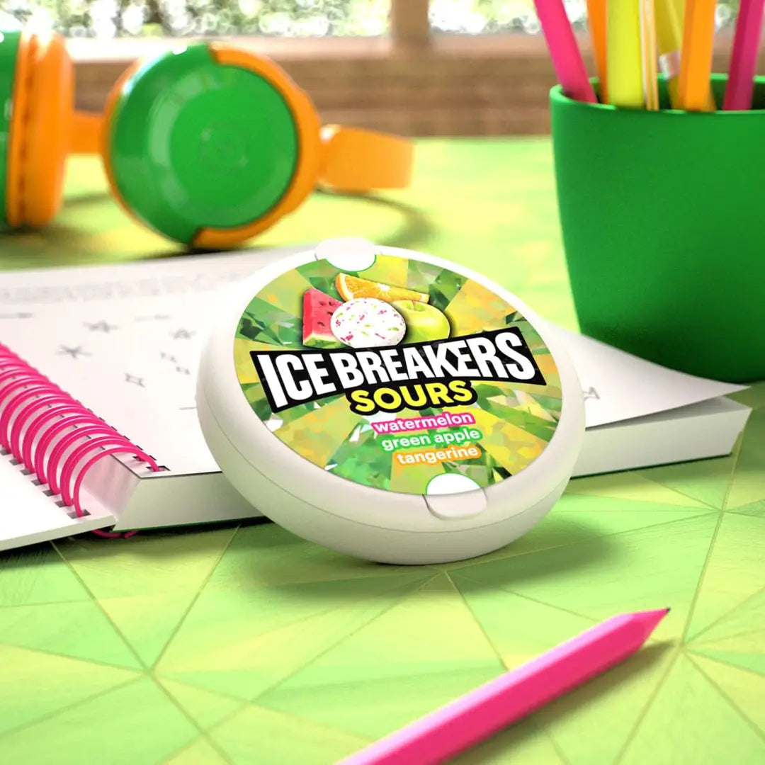 Ice Breakers Fruit Sours (Green Apple Watermelon Ice Breakers Fruit Sours (Green Apple Watermelon
