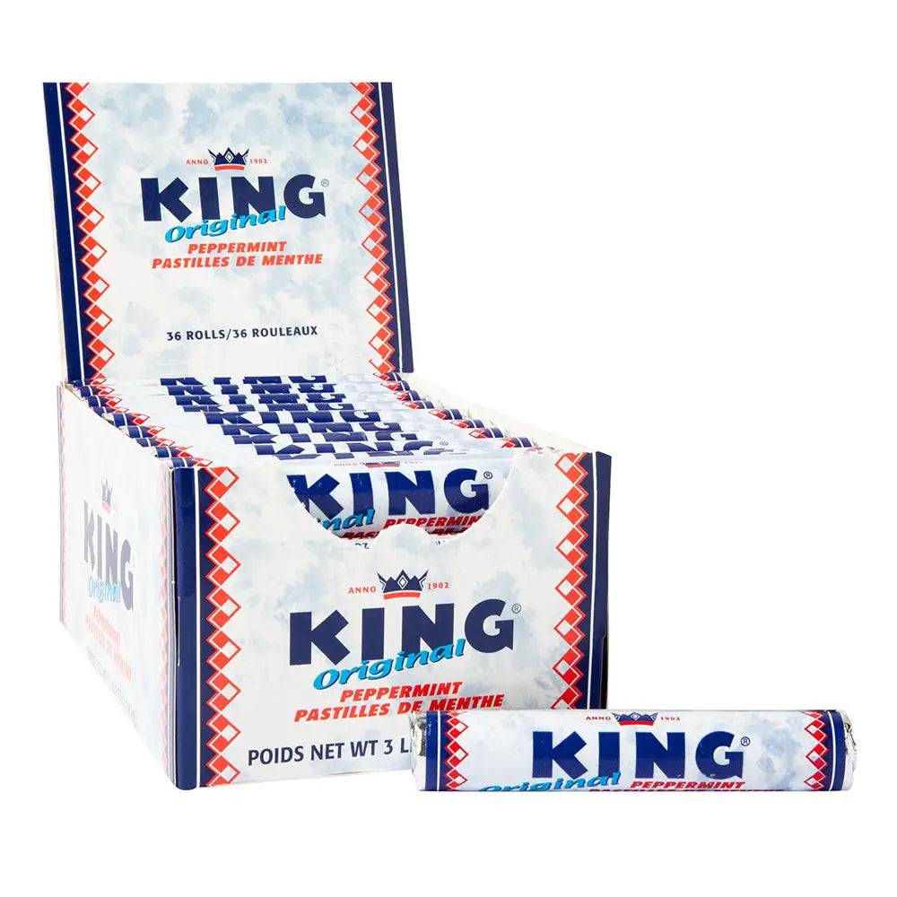 KING MINTS ORIGINAL PEPPERMINT - 1.55 OZ rolls case 36 KING MINTS ORIGINAL PEPPERMINT - 1.55 OZ rolls case 36