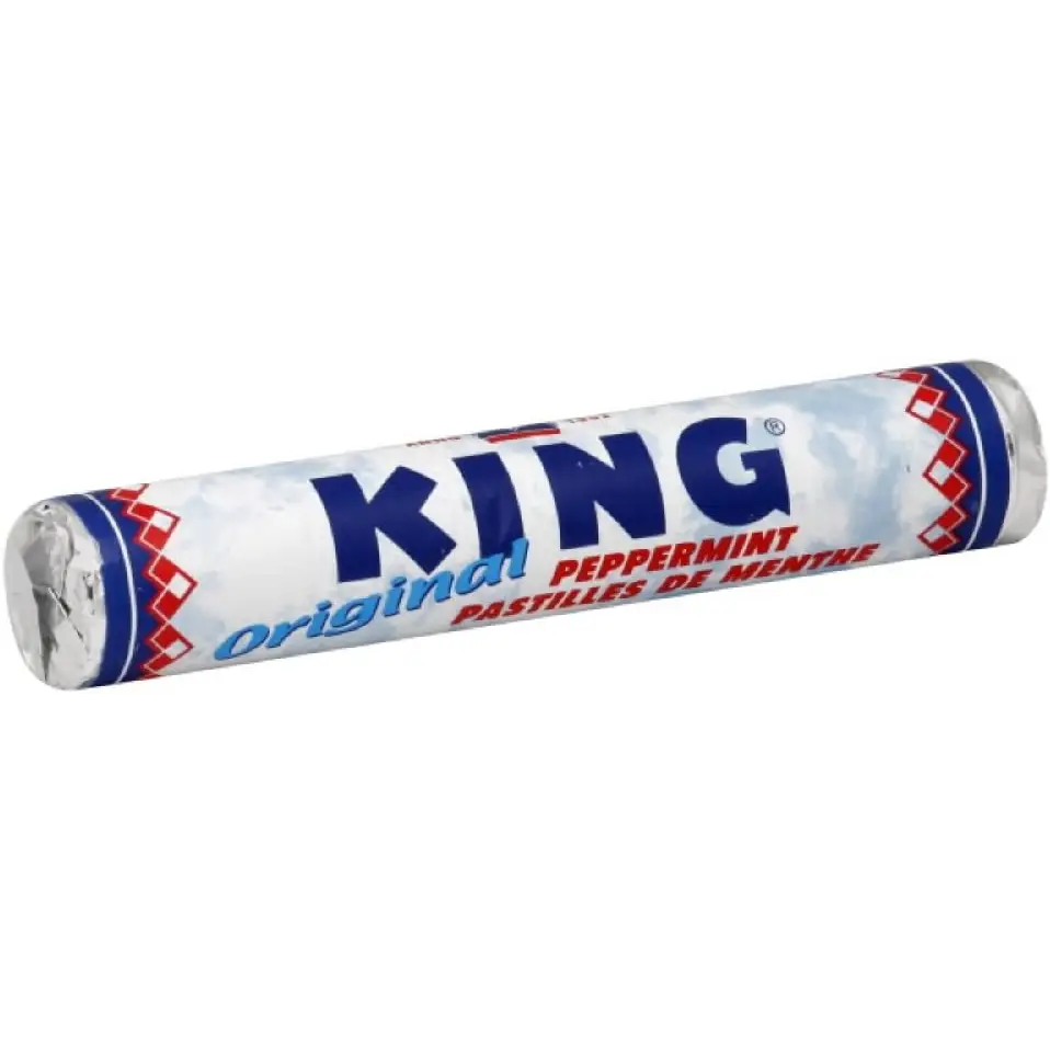 KING MINTS ORIGINAL PEPPERMINT - 1.55 OZ rolls case 36 KING MINTS ORIGINAL PEPPERMINT - 1.55 OZ rolls case 36