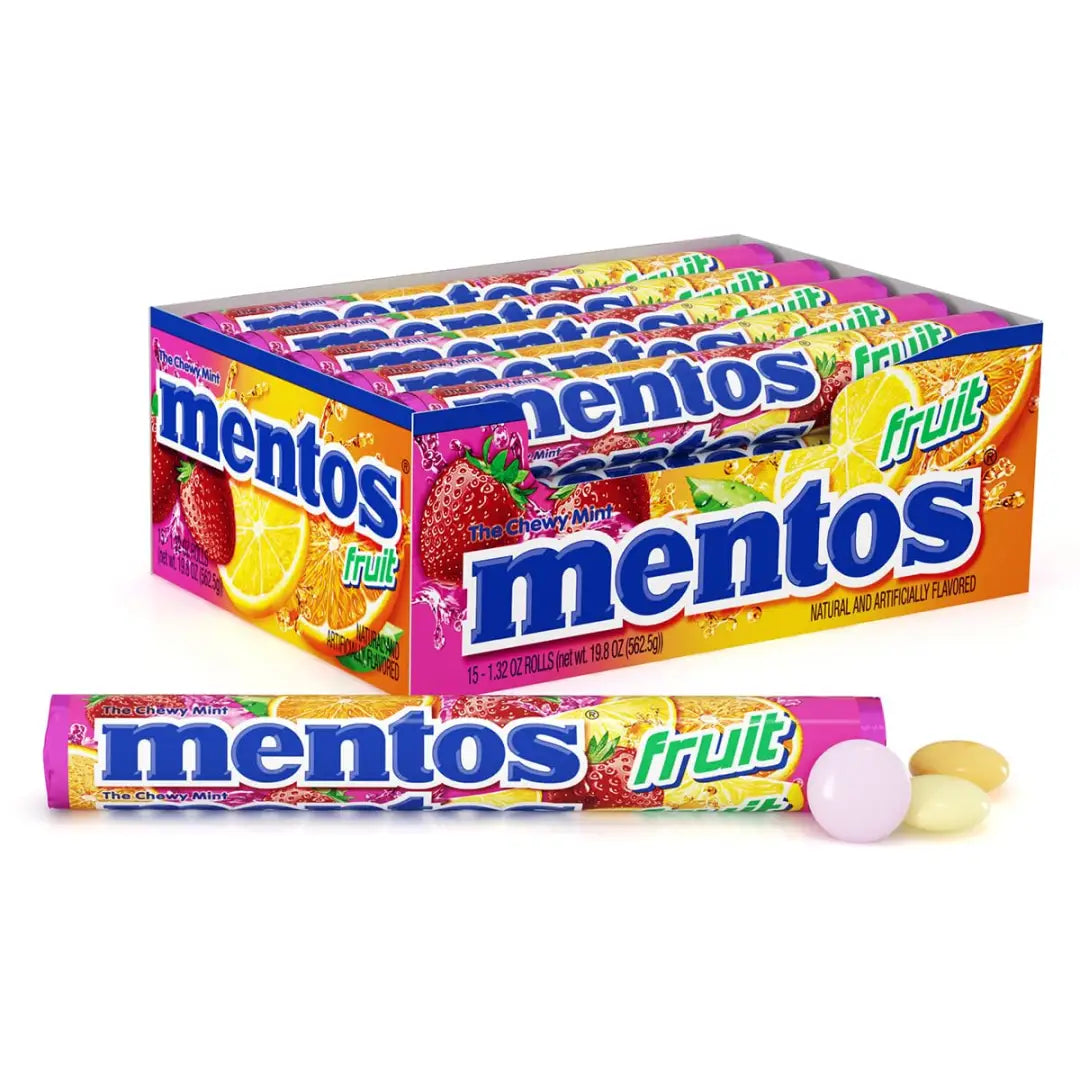 Mentos Chewy Fruit Candy Roll 37g pack of 20 - candy Mentos Chewy Fruit Candy Roll 37g pack of 20 - candy