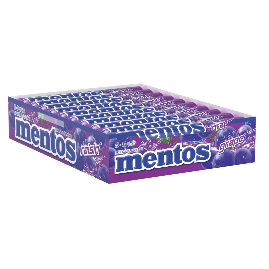 Mentos Chewy Mint Candy - Grape Flavour - 37g Pack of 20 Mentos Chewy Mint Candy - Grape Flavour - 37g Pack of 20