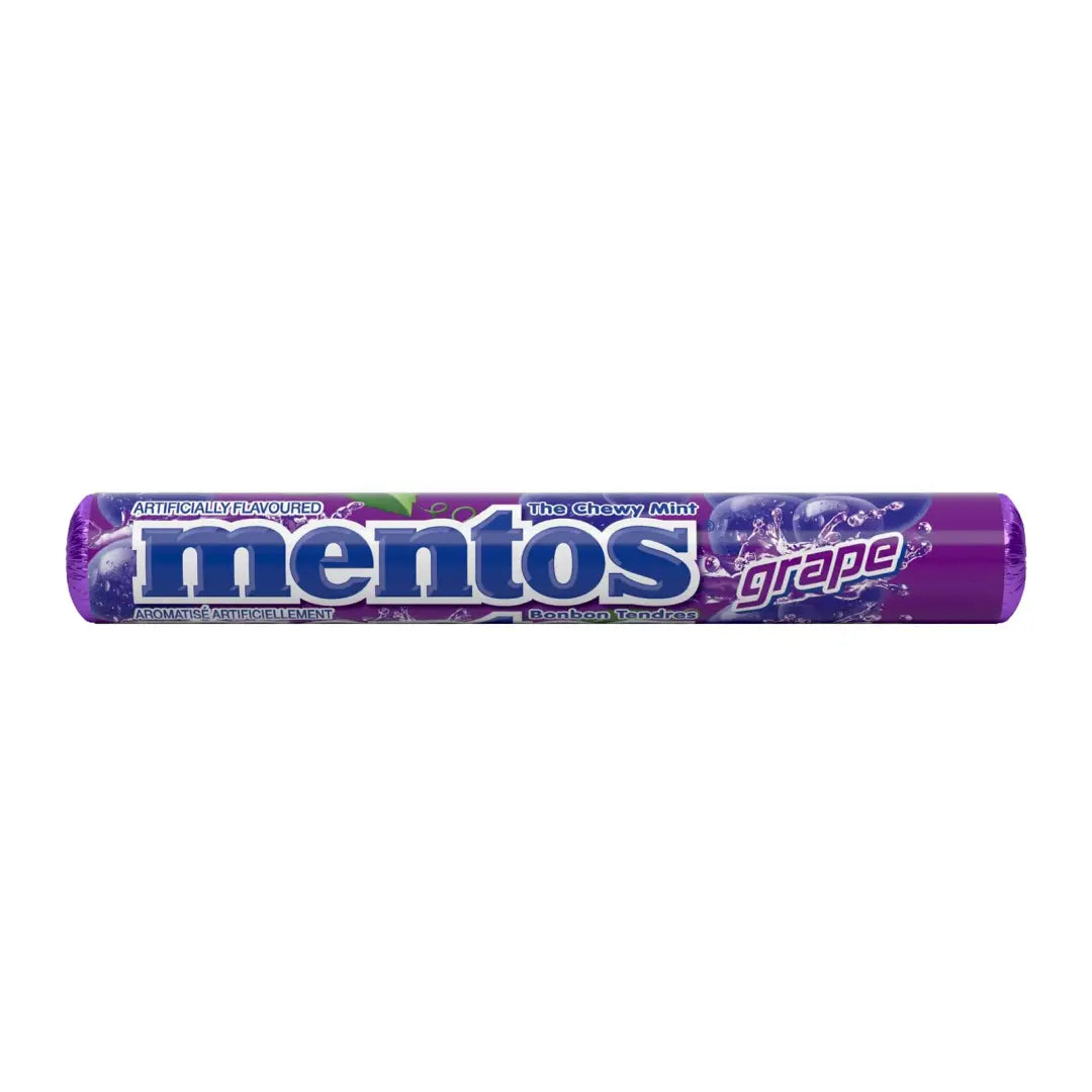 Mentos Chewy Mint Candy - Grape Flavour - 37g Pack of 20 Mentos Chewy Mint Candy - Grape Flavour - 37g Pack of 20