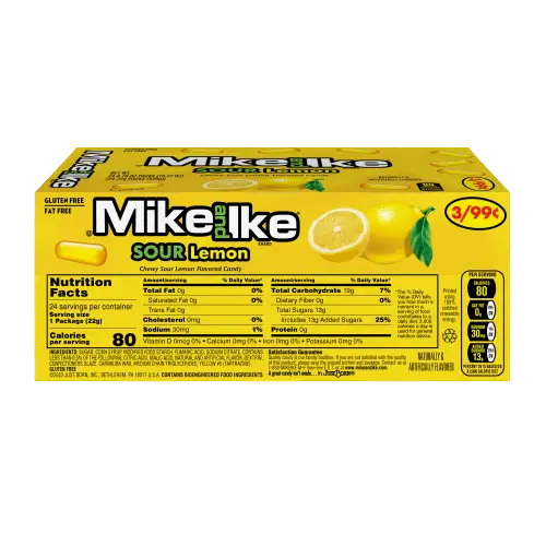 Mike and Ike Minis Sour Lemon 0.78 oz Case 24 - candy Mike and Ike Minis Sour Lemon 0.78 oz Case 24 - candy