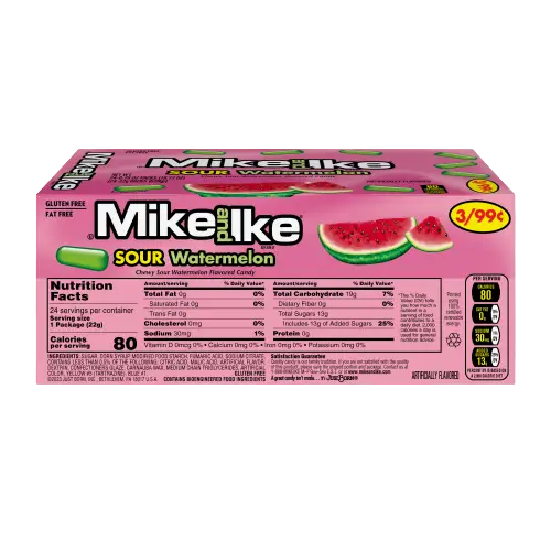 Mike and Ike Minis Sour Watermelon Chewy Candies 0.78 oz Mike and Ike Minis Sour Watermelon Chewy Candies 0.78 oz