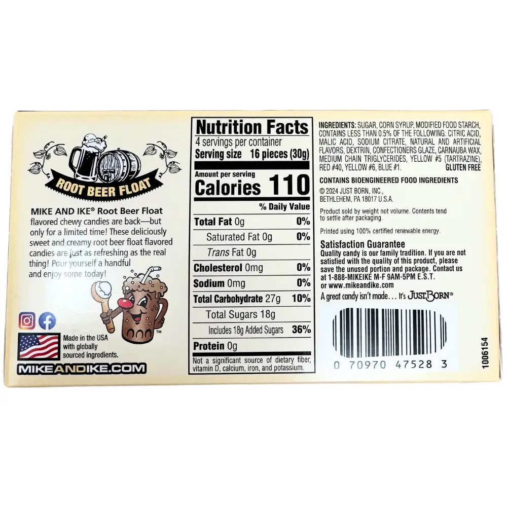 Mike and Ike Root Beer Float Theatre Pack 4.25oz case 12 Mike and Ike Root Beer Float Theatre Pack 4.25oz case 12