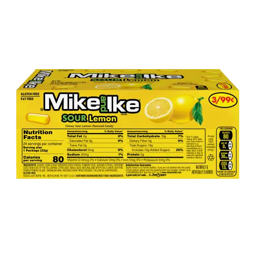 Mike and Ike Minis Sour Lemon 0.78 oz Case 24 - candy