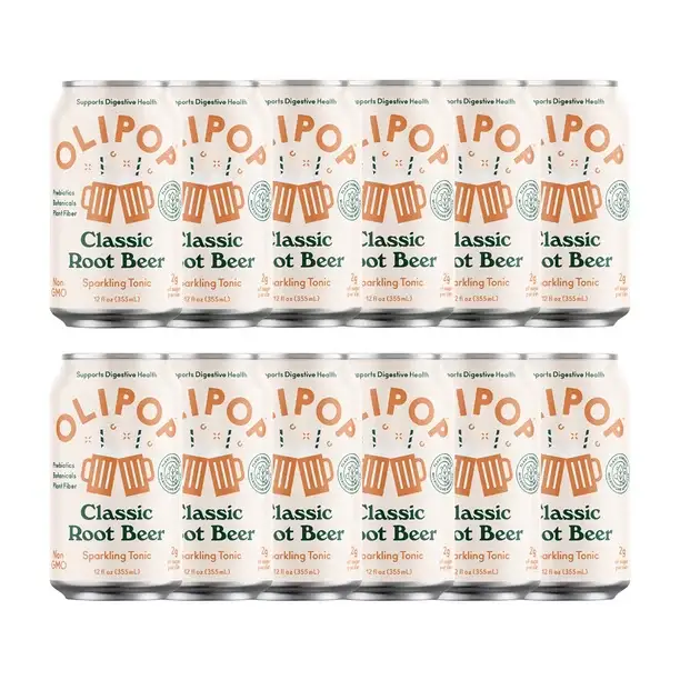 Olipop Classic Root Beer Soda 355 ml 12 fl oz- Case of 12