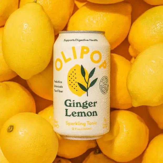 Olipop Ginger Lemon Sparkling Tonic 355 ml 12 fl oz- Case