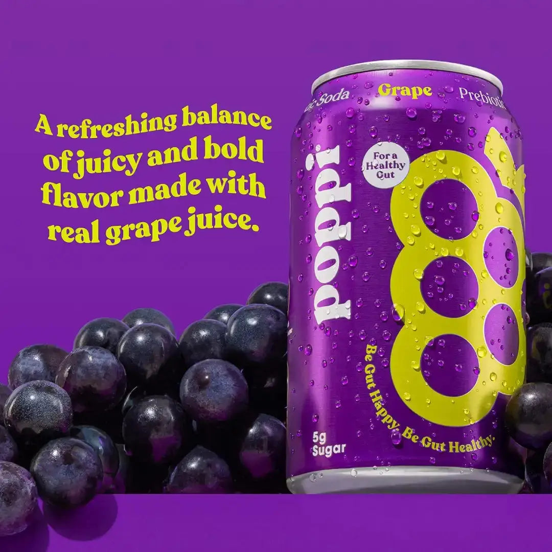 POPPI Sparkling Prebiotic Grape Soda made with Apple Cider