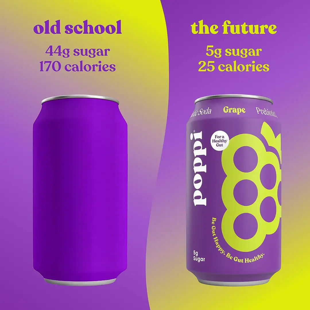 POPPI Sparkling Prebiotic Grape Soda made with Apple Cider