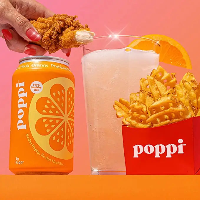POPPI Sparkling Prebiotic Orange Soda made with Apple Cider