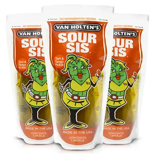 Van Holten’s Sour Sis Tart & Tangy Pickles in a pouch 12