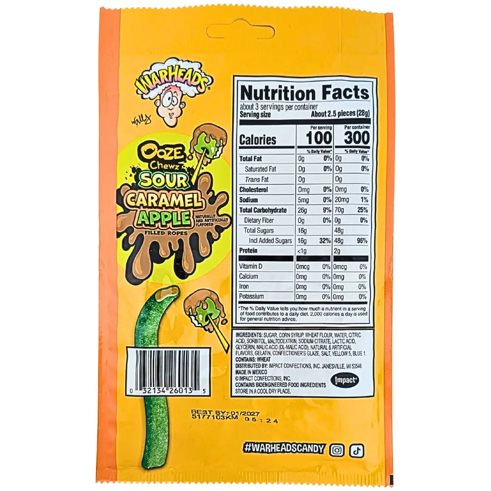 Warheads Ooze Chewz Sour Caramel Apple - 3oz case 12ct Warheads Ooze Chewz Sour Caramel Apple - 3oz case 12ct