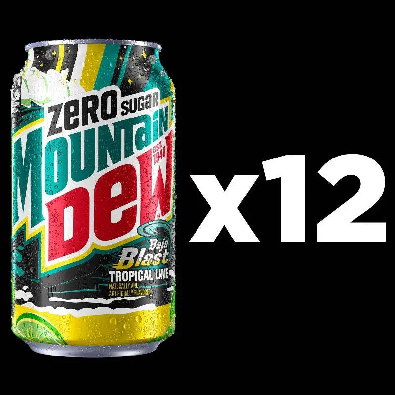 Mountain Dew Baja Blast Tropical Lime Zero Sugar - 12 fl