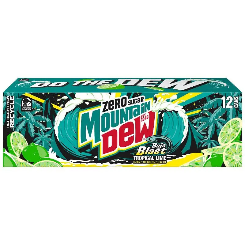 Mountain Dew Baja Blast Tropical Lime Zero Sugar - 12 fl