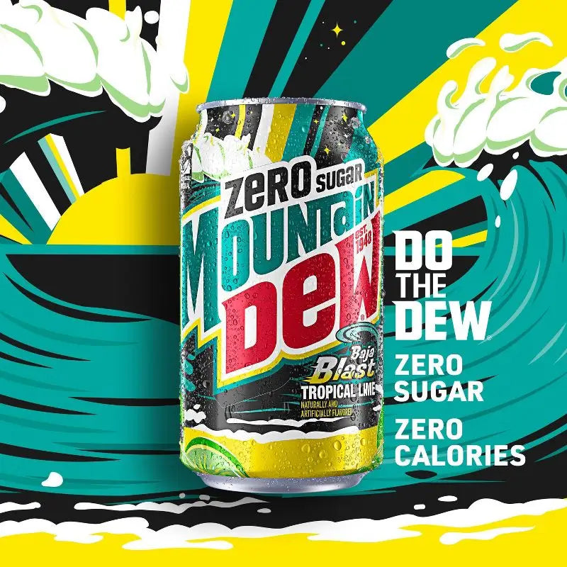 Mountain Dew Baja Blast Tropical Lime Zero Sugar - 12 fl