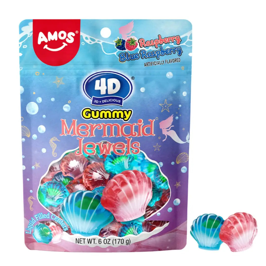 4D Gummy Mermaid Bag Jewels Case 6oz - 12ct - candy Main image