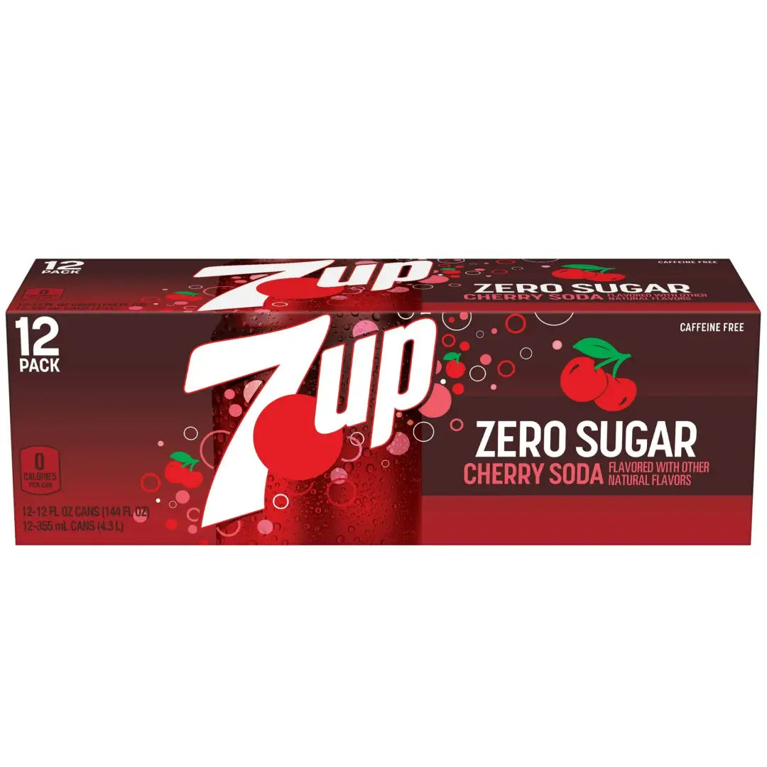 7UP Caffeine Free Zero Sugar Cherry Soda Pop 12 fl oz/355ml