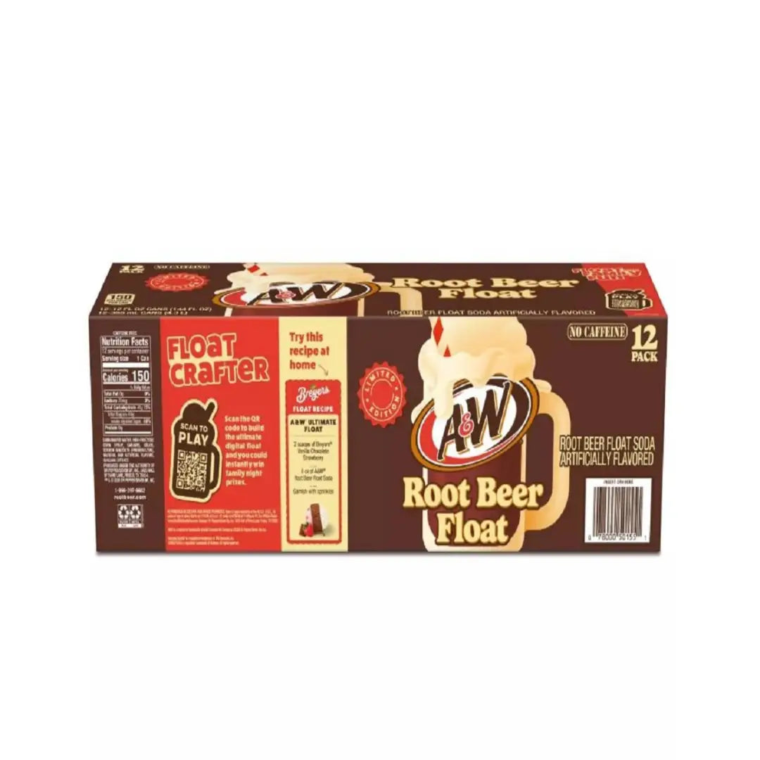 A&W Root Beer Float Soda 355Ml Aluminum Can Case Pack 12