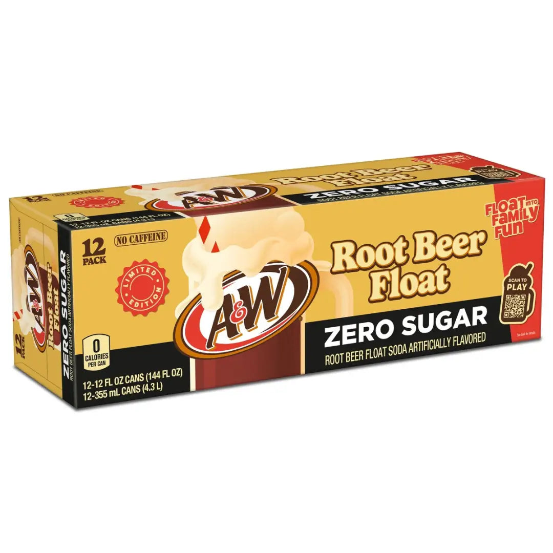 A&W Root Beer Float Zero Sugar Soda 12 Fl Oz Aluminum Cans