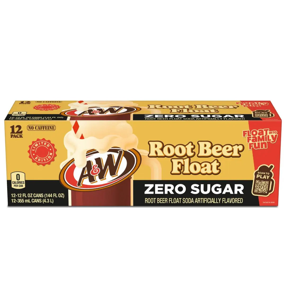 A&W Root Beer Float Zero Sugar Soda 12 Fl Oz Aluminum Cans