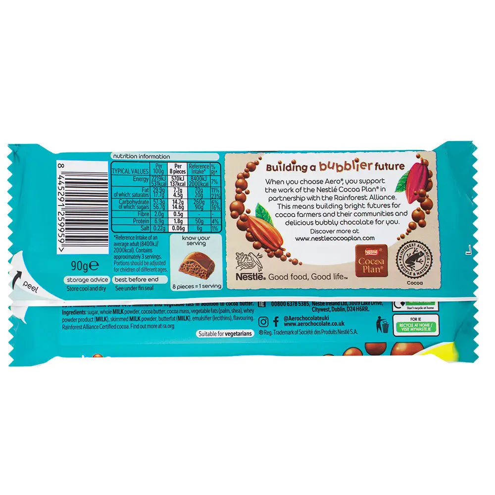 Aero Chocolate Hazelnut Sharing Bar UK - 90g case 15ct