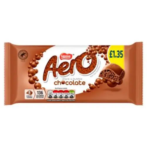 Aero Milk Chocolate Sharing Bar UK 90g case 15 count