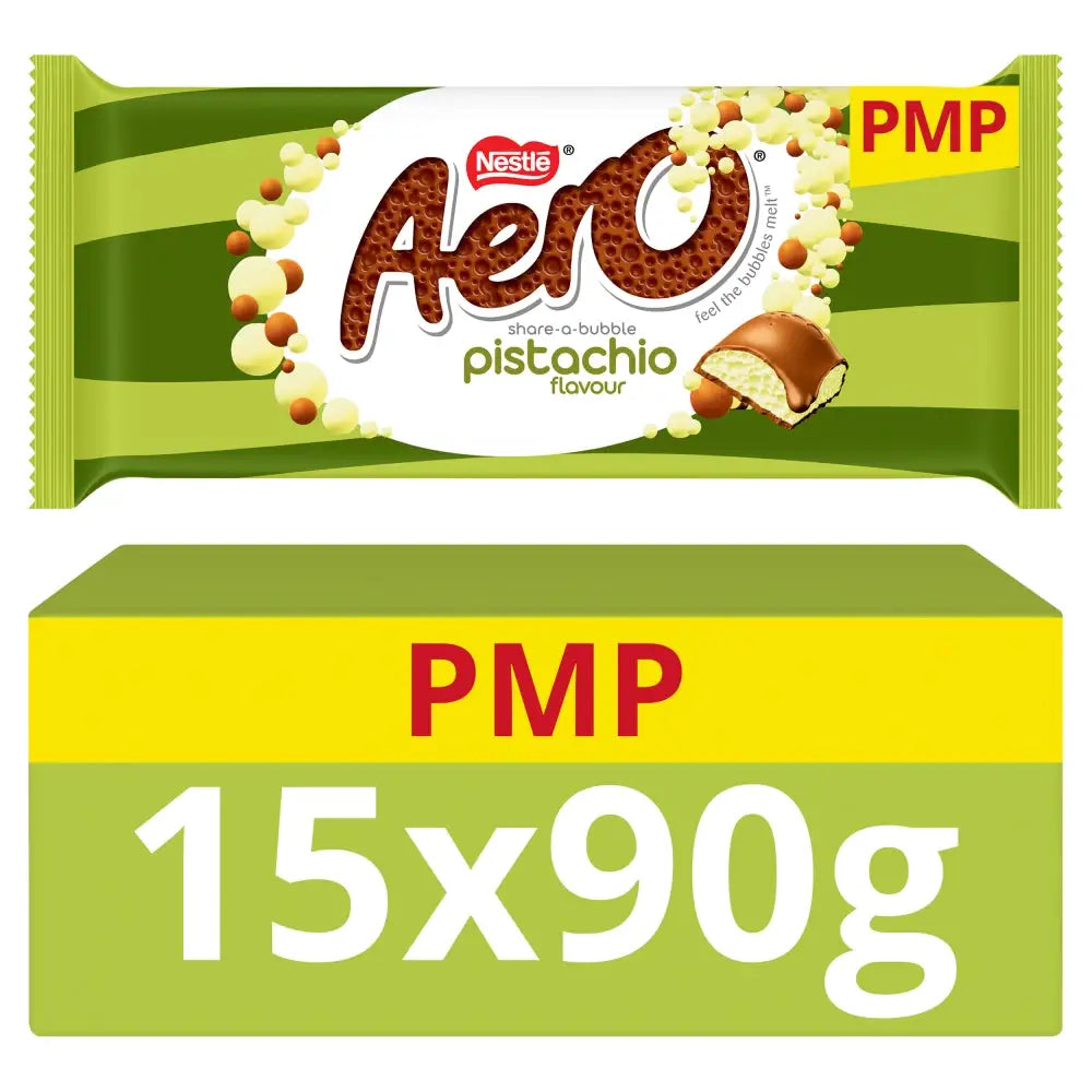 Aero Pistachio Milk Chocolate Sharing Bar 90g UK Case 15ct