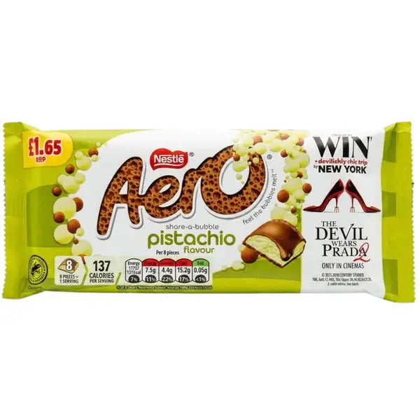 Aero Pistachio Milk Chocolate Sharing Bar 90g UK Case 15ct