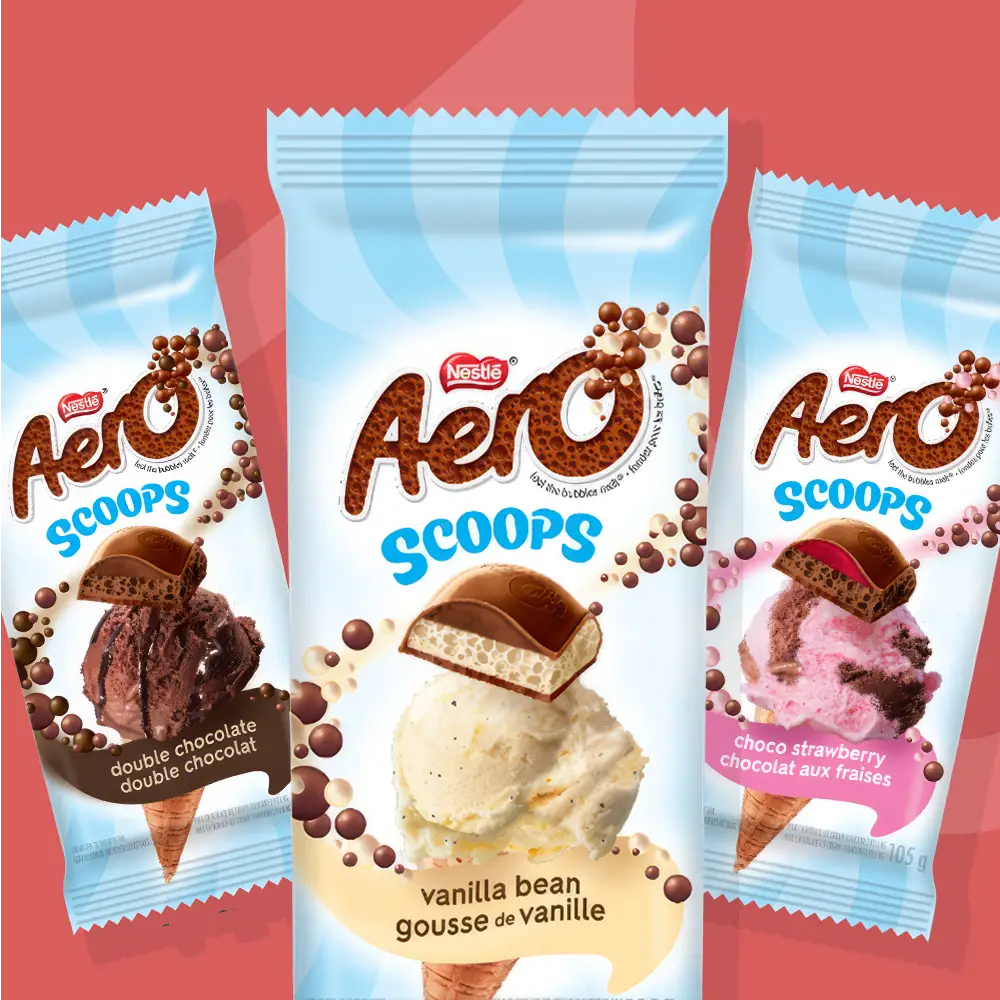 Aero Scoops Choco Strawberry -105g case of 15 - candy Bar