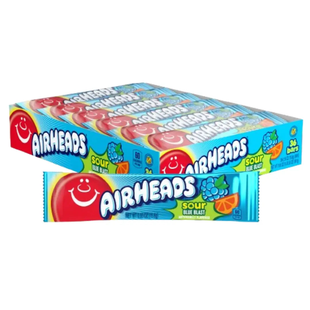 Airheads Sour Blue Blast 16g /0.55oz bar x 36ct