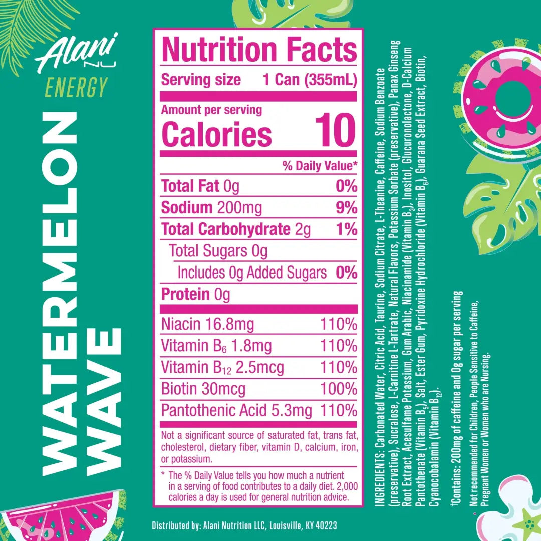 Alani Nu Watermelon Wave Zero Sugar Energy Drink 200mg