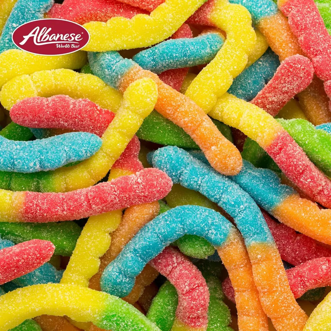 Albanese Sour Large Neon Worms 4.5Lb/2.04kg
