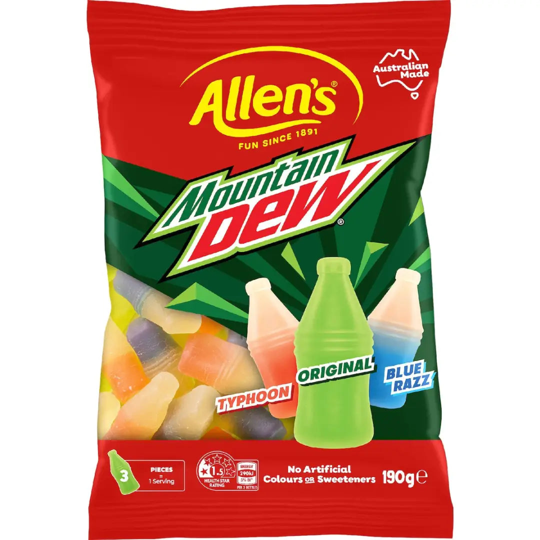 Allen’s Australia Mountain Dew Bottles 190g - candy