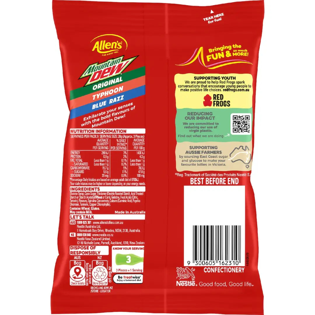 Allen’s Australia Mountain Dew Bottles 190g - candy