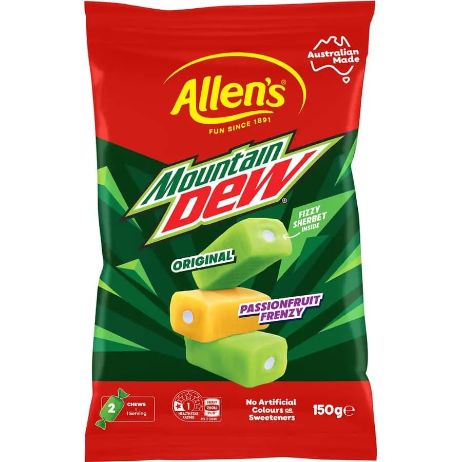 Allen’s Australia Mountain Dew Chews 150g - candy