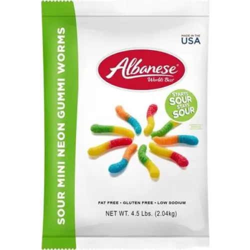 Albanese Assorted Sour Inch Mini Neon Gummi Worms