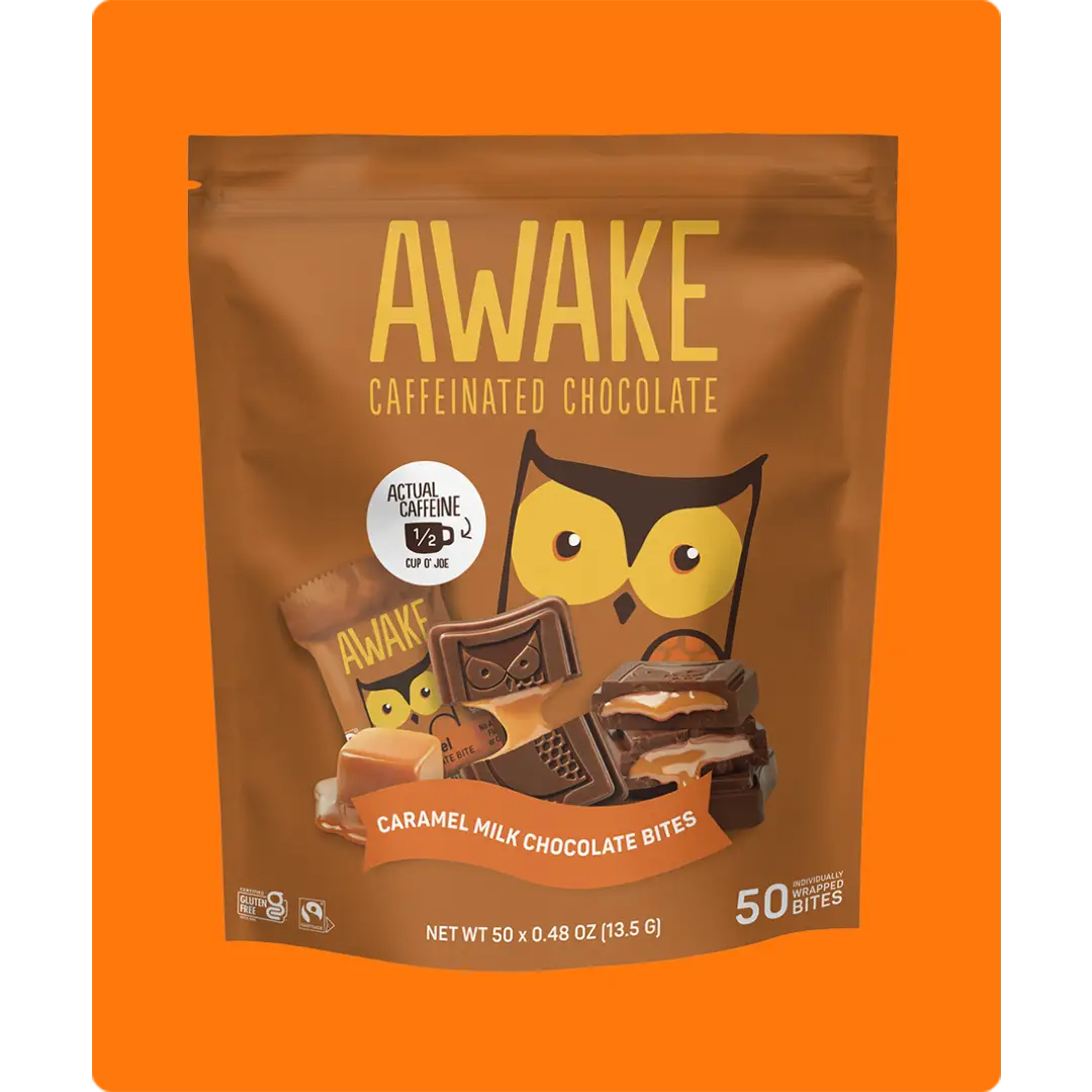 Awake Caffeinated Caramel Milk Chocolate Bites 50mg