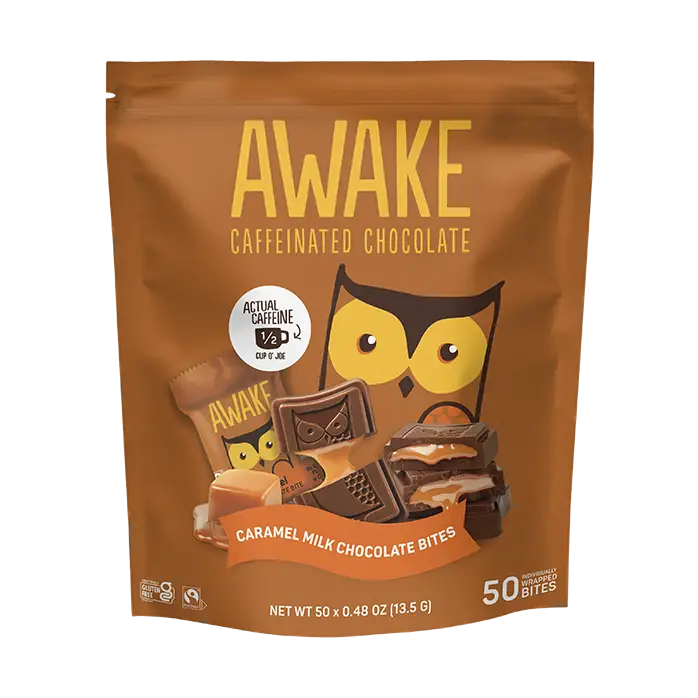 Awake Caffeinated Caramel Milk Chocolate Bites 50mg