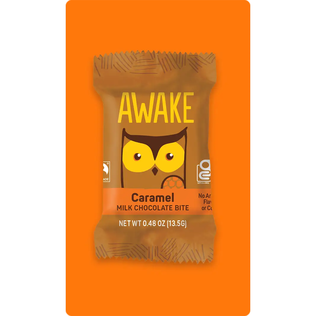 Awake Caffeinated Caramel Milk Chocolate Bites 50mg
