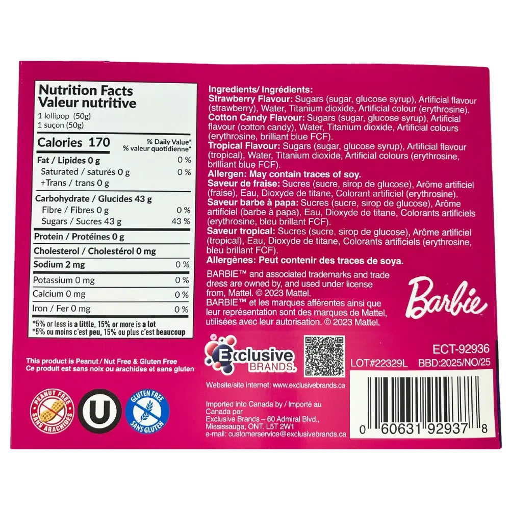 Barbie Wizzy Pop Straw Lollipop-Case 50g x 20 count - candy