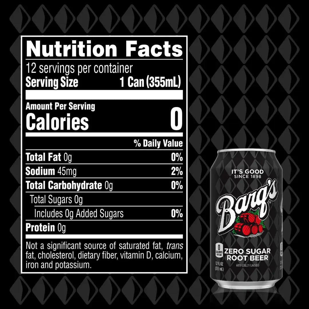 Barqs Zero Sugar Root Beer Soda Case Of 12 Cans 12 Fl Oz