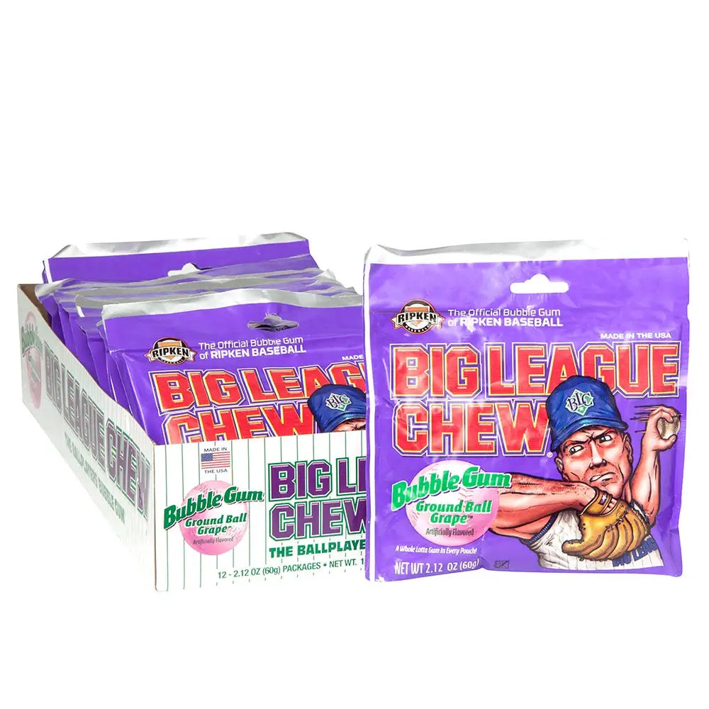 BIG LEAGUE CHEW GRAPE BUBBLEGUM 12x 2.12 OZ POUCH GW - gum Main image