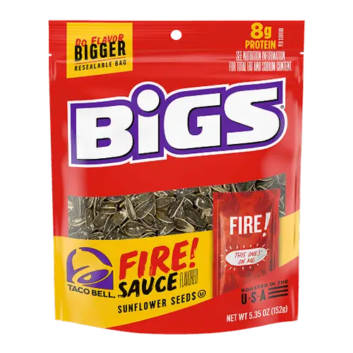 Bigs Taco Bell Fire Sauce Sunflower Seeds 535Oz Bag Spicy