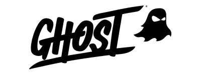 Black ’ghost’ logo with a stylized ghost icon.