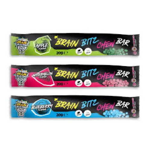 Brain Blasterz Brain Bitz Sour Chewy Candy Bar 20g Case