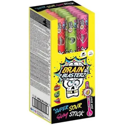Brain Blasterz Sour Gum Stick Chewing Gum 22g Case of 30 Main image